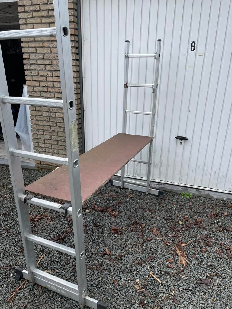 Dubbel ladder Omvormend tot steling ., Doe-het-zelf en Bouw, Ophalen, Gebruikt, Overige typen, Minder dan 2 meter