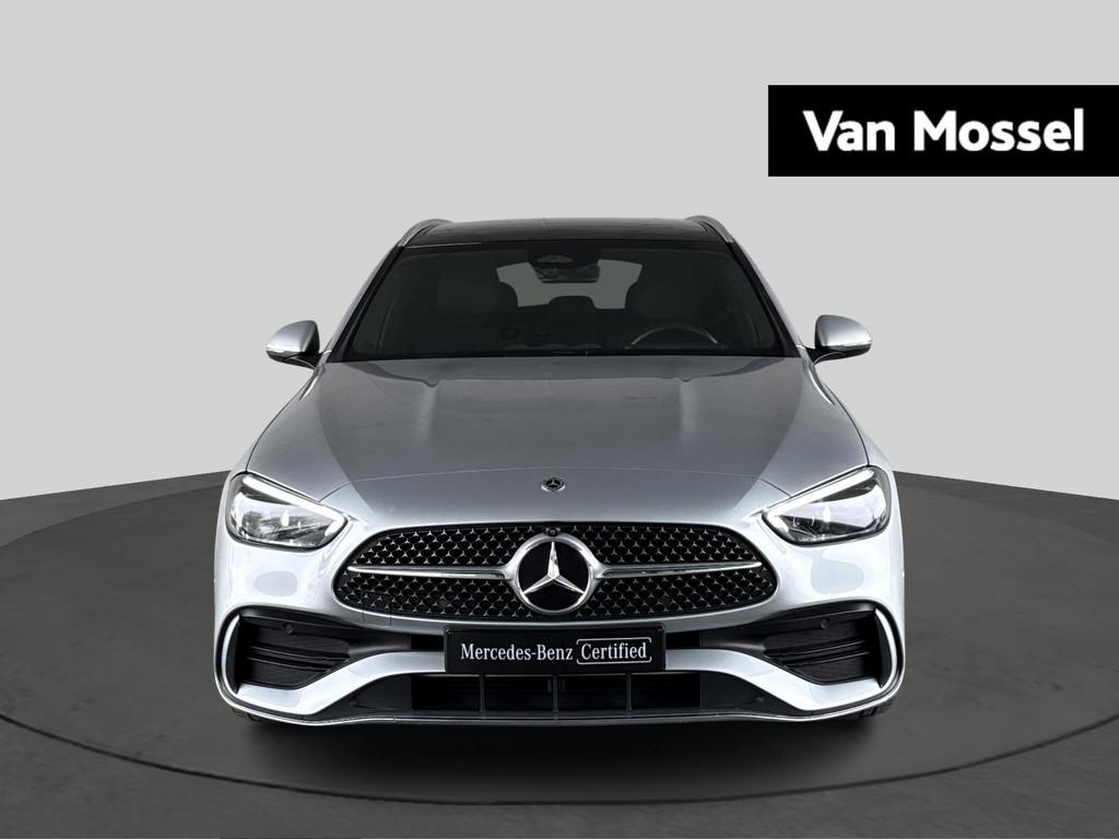Mercedes-Benz C-klasse 180 AMG Line Estate + PANORAMISCH DAK, Automaat, Zwart, 4 cilinders, Apple Carplay
