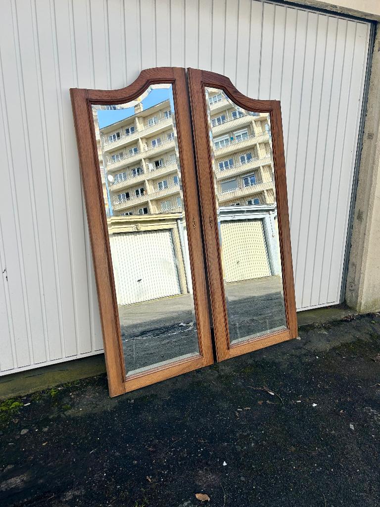 Miroirs jumeaux biseauté vintage 164 x 63 cm, Antiquités & Art, Enlèvement, Autres formes, 50 à 100 cm, 150 à 200 cm