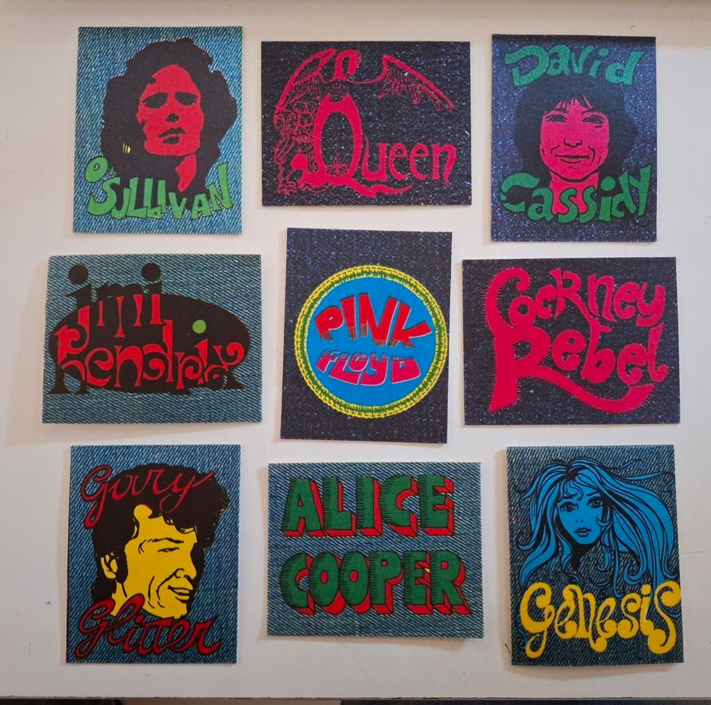Stickers jeanslook muziek Queen Genesis Pink Floyd e.a., Ophalen of Verzenden, Zo goed als nieuw, Overige typen