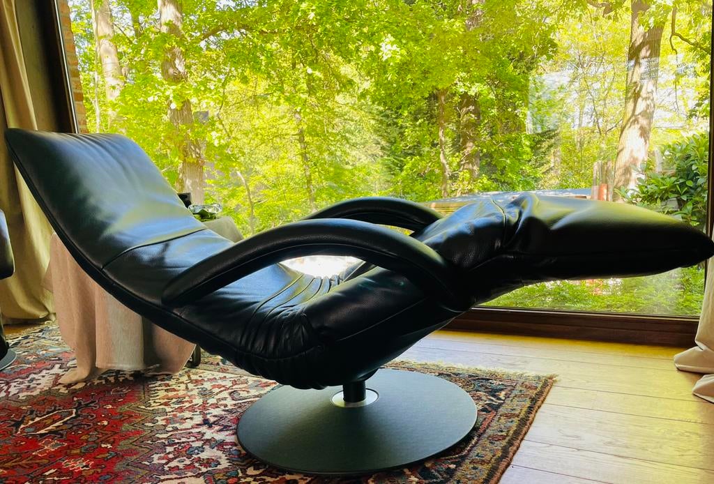Fauteuils inclinables en cuir noir Jori., Maison & Meubles, Enlèvement, Comme neuf