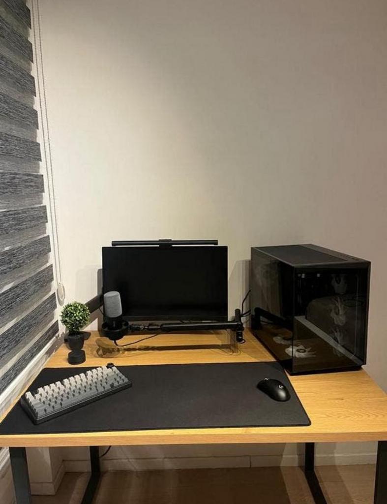 Table 80x120 – couleur chêne chaud / noir, Maison & Meubles, Bureaux, Comme neuf, Moderne, Noir, Enlèvement