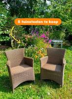8 wicker tuinstoelen te koop!, Ophalen, Gebruikt, Wicker, Stapelbaar