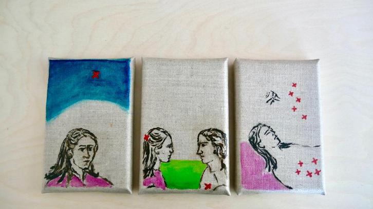 Mini-drieluik, Antiek en Kunst, Kunst | Tekeningen en Fotografie, Ophalen