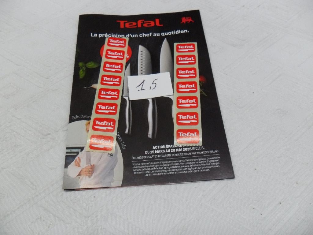 15 timbres Delhaize couteaux Tefal, Collections, Actions de supermarché, Autres supermarchés, Enlèvement ou Envoi