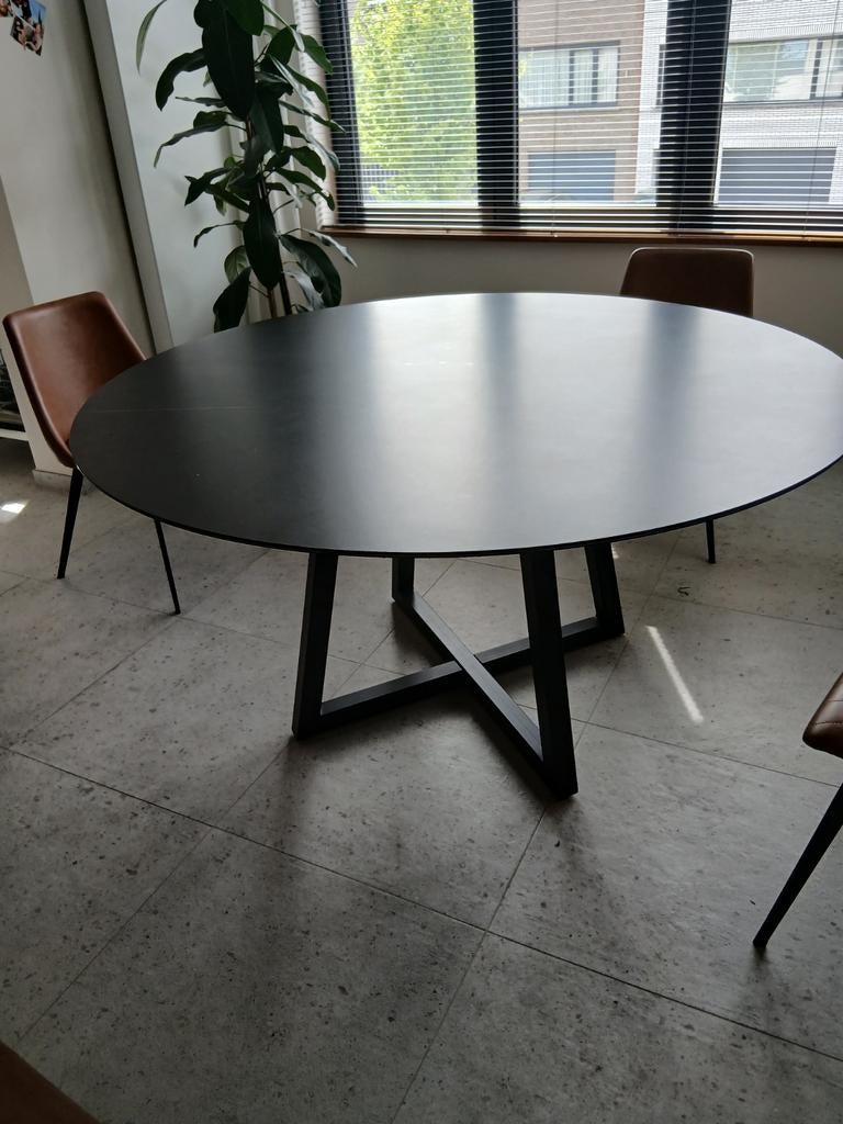 Ronde tafel met keramisch blad., Huis en Inrichting, Tafels | Eettafels, Ophalen