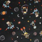 618) 1 meter katoen Astronaut en robot zwart, Hobby & Loisirs créatifs, Tissus & Chiffons, Neuf, Enlèvement ou Envoi, Coton, 120 cm ou plus
