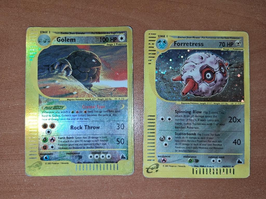 Skyridge kaarten: crystal reverse golem & holo forretress, Ophalen of Verzenden