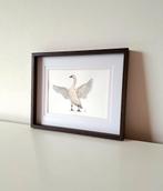 Peinture à l'aquarelle avec cygne | Cadre brun foncé, Antiquités & Art, Envoi