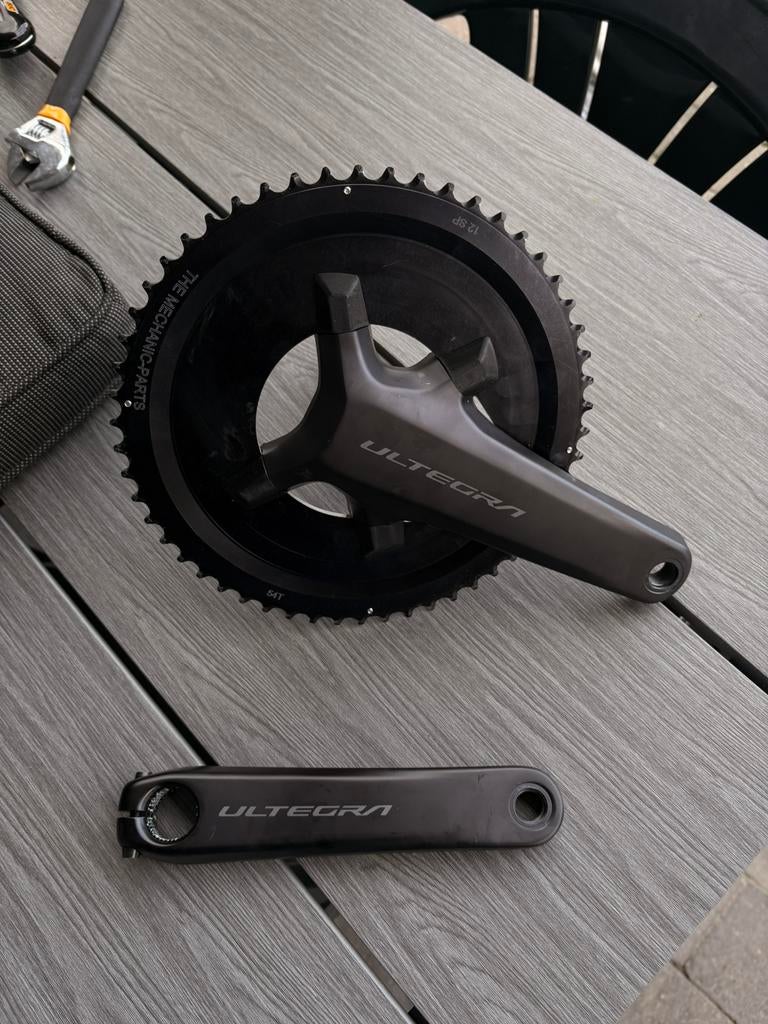 Ultegra crankstel 165 mm met Mechanical parts 54-40 bladen., Ophalen, Zo goed als nieuw