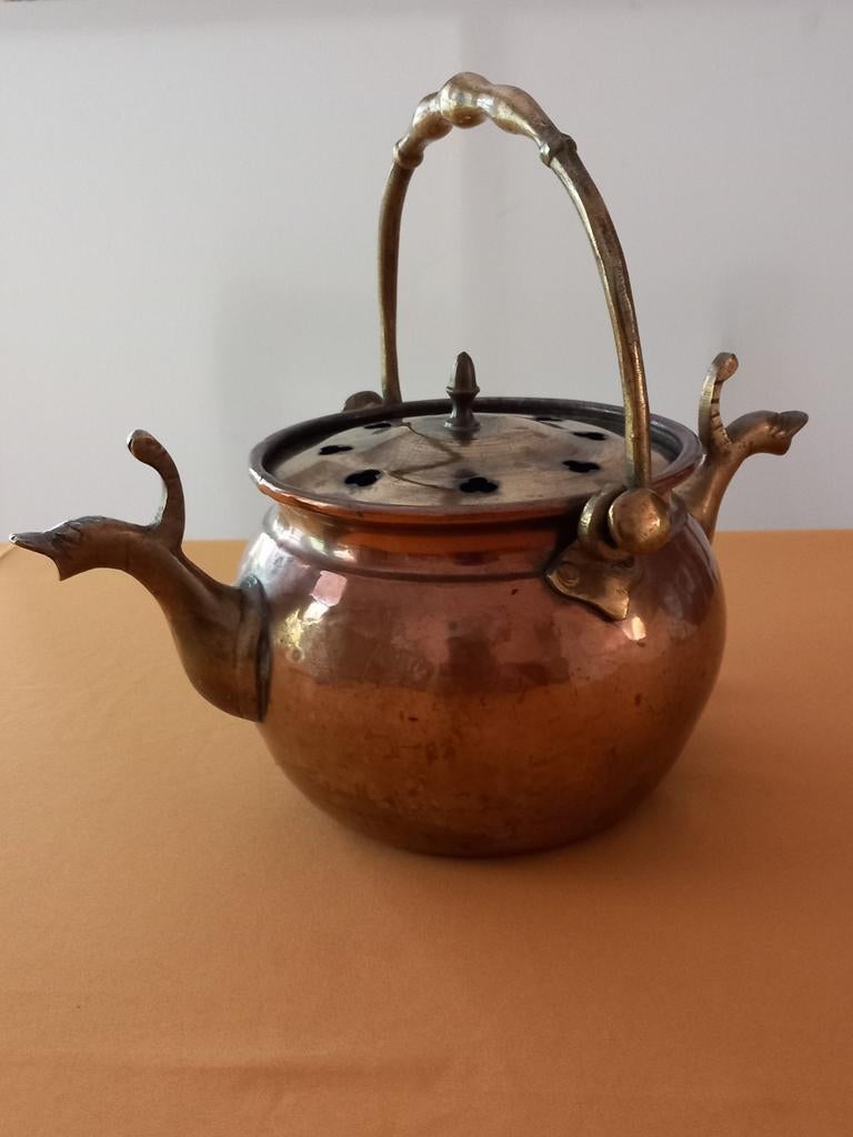 Oude ketel van koper en messing, Antiek en Kunst, Antiek | Brons en Koper, Koper, Ophalen of Verzenden