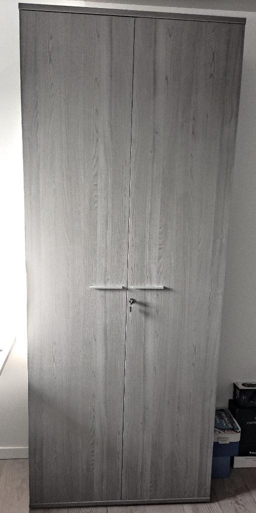 Bureau houten opbergkast met 4 legplanken +slot met sleutel, Huis en Inrichting, Kasten | Roldeurkasten en Archiefkasten, Zo goed als nieuw