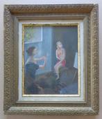 ONBEKEND / NAAKT IN HET ATELIER / OLIEVERF / 38x32cm / KADER, Ophalen of Verzenden