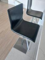 Lederen barstoelen, Huis en Inrichting, Ophalen, Gebruikt, In hoogte verstelbaar, Metaal