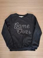 Zwarte sweater met glitter opdruk maat 134, Ophalen, H&M, Meisje