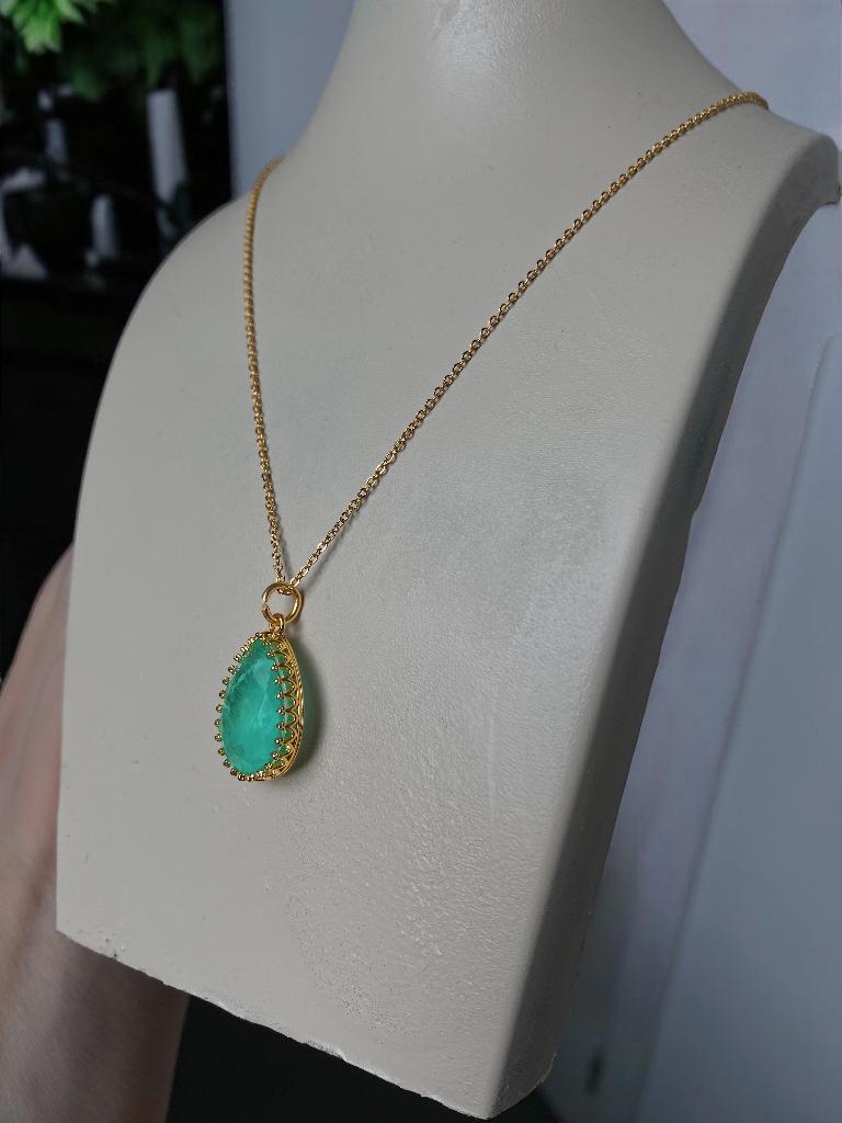 collier et pendentif paraiba, Bijoux, Sacs & Beauté, Colliers, Neuf, Pierre ou Minéral, Vert, Avec pendentif, Avec cristal, Enlèvement ou Envoi
