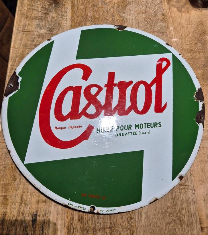 Emaille Castrol bord jaren 50., Collections, Marques & Objets publicitaires, Enlèvement