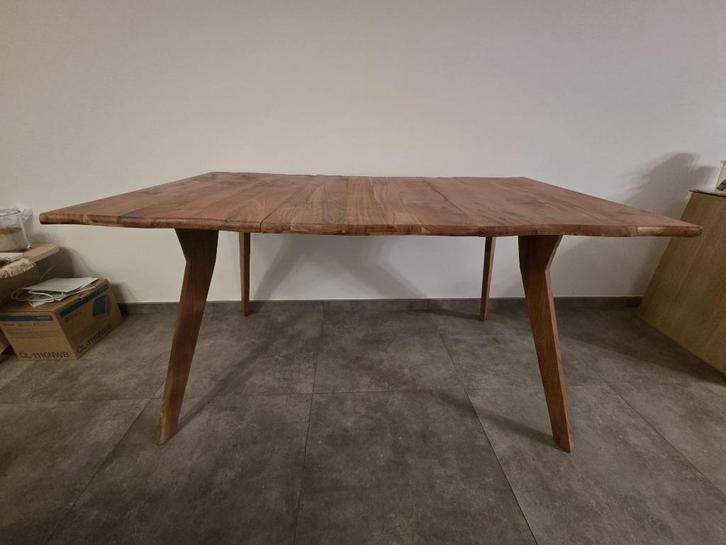 Eettafel 140x80x76 cm – Massief Acaciahout, Huis en Inrichting, Tafels | Eettafels, Gebruikt, 50 tot 100 cm, 100 tot 150 cm, Vier personen