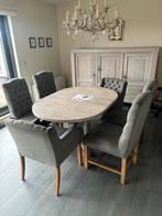 Antieken eettafel en stoelen (4+2), Huis en Inrichting, Gebruikt, 100 tot 150 cm, Eikenhout, Vijf personen of meer