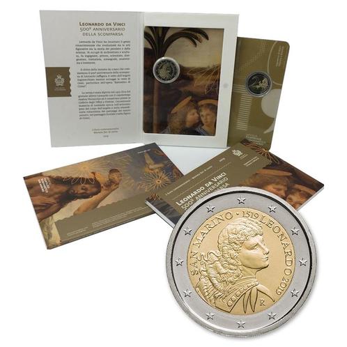 2 euro San Marino 2019 - Leonardo da Vinci (BU), Postzegels en Munten, Munten | Europa | Euromunten, Setje, 2 euro, San Marino