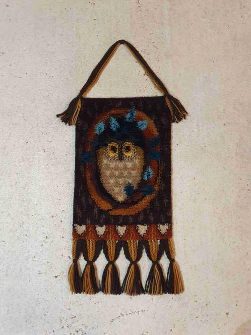 Vintage wandkleed Uil smyrna donkere kleuren 133/51, Huis en Inrichting, Woonaccessoires | Wanddecoraties, Gebruikt, Ophalen of Verzenden