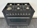 ❗Luxe Fornuis Boretti 90 cm antraciet + rvs 6 pits 1 oven, Ophalen of Verzenden, Zo goed als nieuw, Energieklasse A of zuiniger
