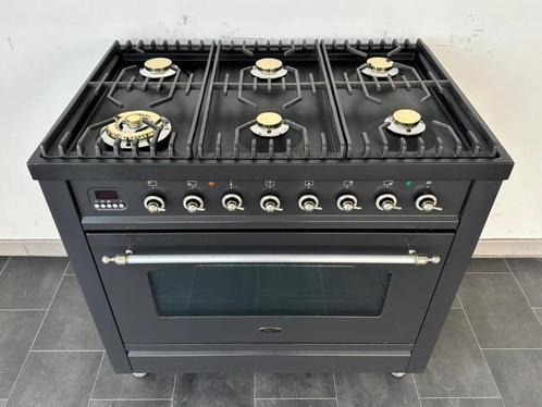 ❗ Poêle Boretti de luxe 90 cm anthracite 6 brûleurs 1 four, Electroménager, Cuisinières, Comme neuf, Autoportant, 5 zones de cuisson ou plus