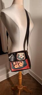 Sac vintage à  bandouillere cuir noir et coloré, Enlèvement, Noir, Cuir