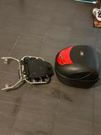 topkoffer met bevestigingsrek (scooter), Motoren, Ophalen, Zo goed als nieuw