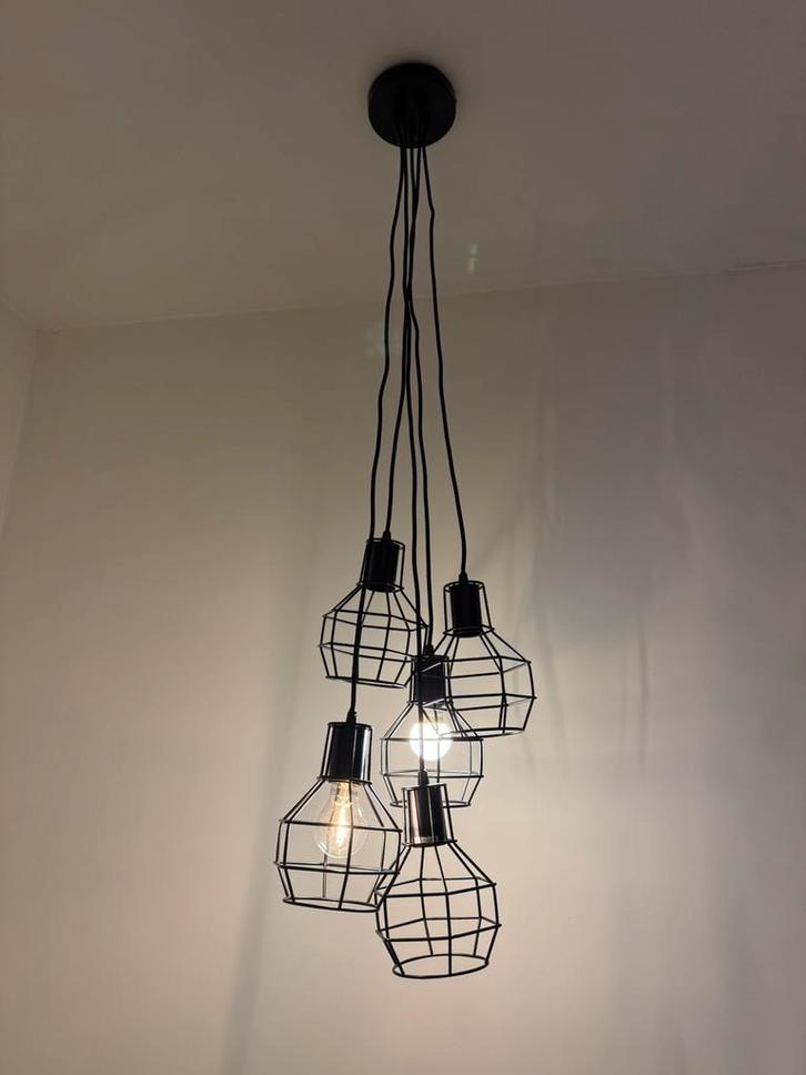 Industriële hanglamp met 5 fittingen, Huis en Inrichting, Lampen | Hanglampen, Ophalen