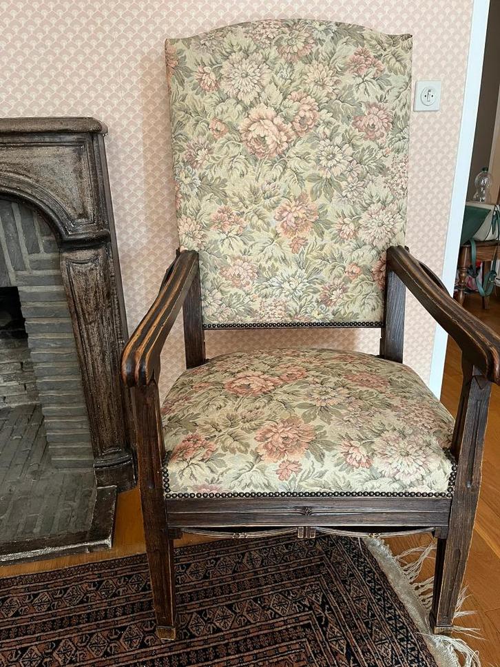 fauteuil à cremaillère années 1920 en tapisserie, Antiquités & Art, Antiquités | Meubles | Chaises & Canapés, Enlèvement
