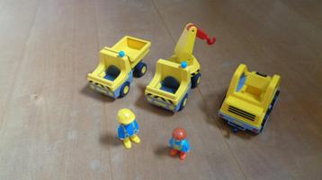 playmobil 123 3 vrachtwagens van de werkers met 2 werkers beschikbaar voor biedingen