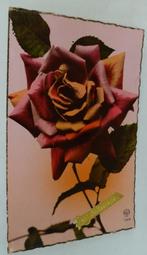 oude prentkaart Heureux Anniversaire bloemen roos, Gelopen, Feest(dag), Verzenden
