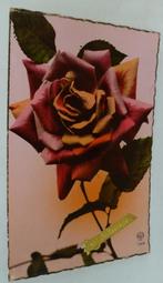carte postale ancienne Heureux Anniversaire fleurs rose, Envoi, Affranchie, (Jour de) Fête