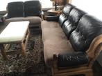 Eiken salon, Huis en Inrichting, Ophalen, Gebruikt, 150 tot 200 cm, Rechte bank