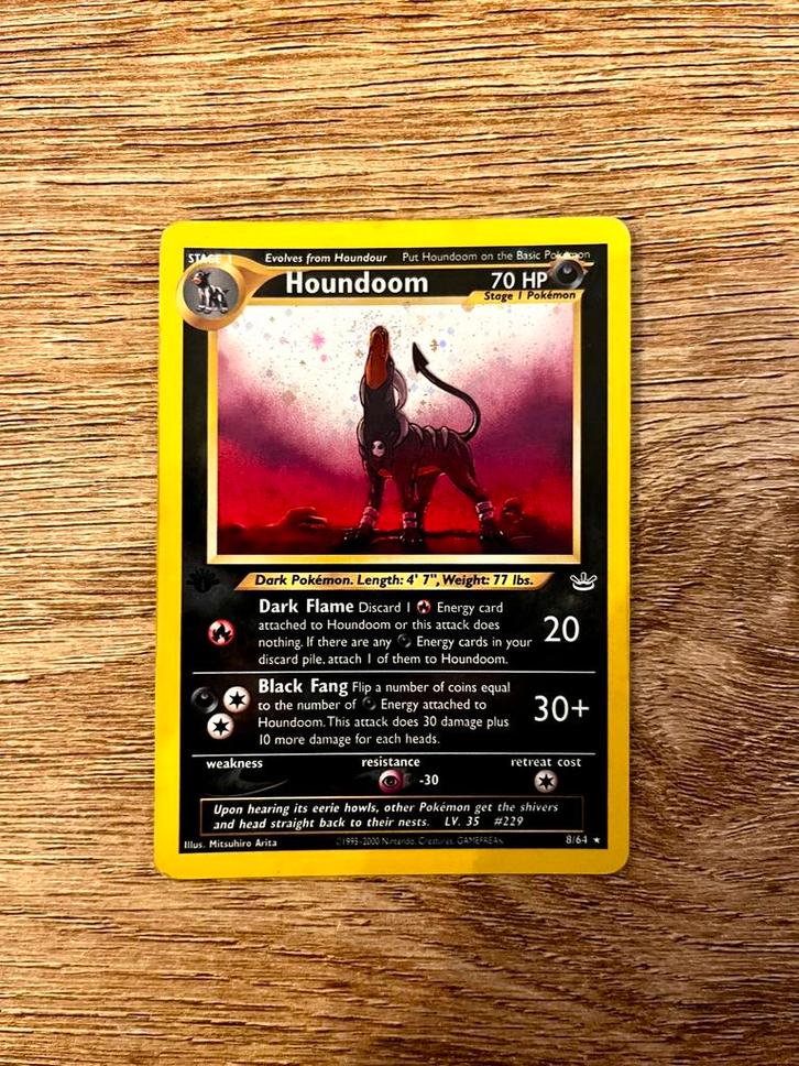 Houndoom 8/64 Neo Revelations First Edition Pokémon, Hobby en Vrije tijd, Verzamelkaartspellen | Pokémon, Zo goed als nieuw, Losse kaart