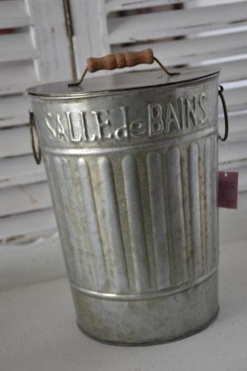 Vuilbakje / Prullenbak Landelijk zinc 'Salle de Bain' beschikbaar voor biedingen