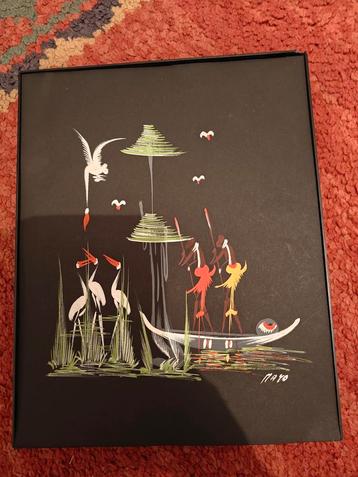 Antiek schilderij uit de jaren 50, midden vorige eeuw, MCM,  beschikbaar voor biedingen