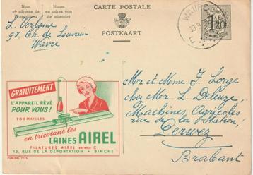 BELGIQUE  CARTE POSTALE PUBLICITAIRE ILLUSTREE  LAINES AIREL, Enlèvement ou Envoi, 1940 à 1960, Affranchie, Brabant Wallon