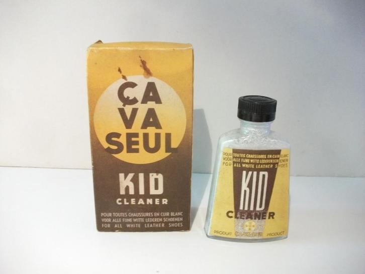 Vintage flesje Ca va seul KID cleaner en Domino blikken, Verzamelen, Merken en Reclamevoorwerpen, Gebruikt, Verpakking, Ophalen of Verzenden