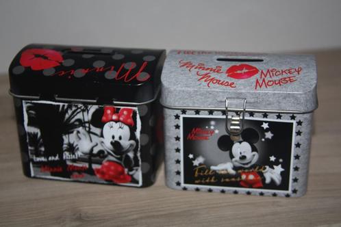blikken spaarpotjes , Mickey en Minnie mouse , 9x5x8, Verzamelen, Disney, Zo goed als nieuw, Overige typen, Mickey Mouse, Ophalen of Verzenden