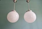 Paar grote Art Deco hangers in witte opaline, jaren 1920-30, Antiek en Kunst, Ophalen of Verzenden