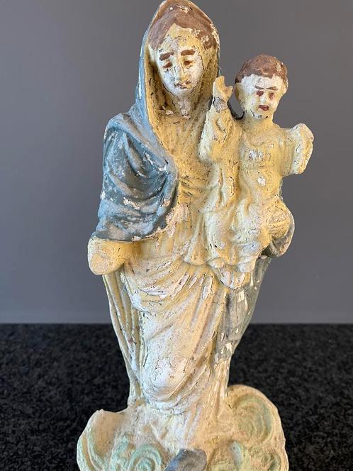 Antiek heilig beeld Maria en Jezus, Antiek en Kunst, Antiek | Religieuze voorwerpen, Ophalen of Verzenden