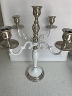 Cadeau luxe kandelaar (5) zilver / wit NIEUW, Ophalen, Wit, Zilver, Kandelaar