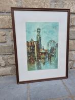 Prachtige werk van Jan Korthals - Brugge - Rozenhoedkaai, Antiek en Kunst, Kunst | Litho's en Zeefdrukken, Ophalen of Verzenden