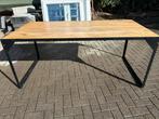 Moderne eettafel met ijzeren frame, Huis en Inrichting, Tafels | Eettafels, Ophalen, Eikenhout, 50 tot 100 cm, Zo goed als nieuw