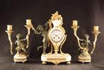 Antiek bronzen klokstel met putti, Antiek en Kunst, Ophalen of Verzenden