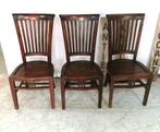 3 grote TEAK houten stoelen met hoge rug, Tuin en Terras, Tuinstoelen, Ophalen, Gebruikt, Hout