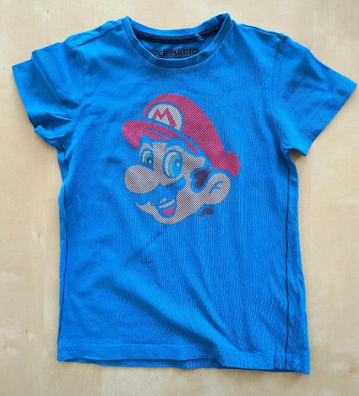 Blauwe t-shirt Mario Bros, maat 122/128, Kinderen en Baby's, Kinderkleding | Maat 122, Gebruikt, Jongen of Meisje, Shirt of Longsleeve