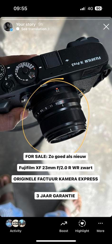 Fujifilm XF 23mm F/2.0 R WR zwart, Audio, Tv en Foto, Foto | Lenzen en Objectieven, Zo goed als nieuw, Ophalen of Verzenden